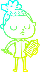 cold gradient line drawing cartoon calm woman