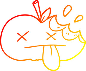 warm gradient line drawing cartoon bitten apple