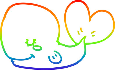rainbow gradient line drawing cartoon whale