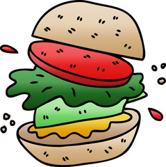 quirky gradient shaded cartoon veggie burger