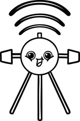 line drawing cartoon satellite