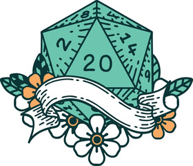 natural twenty D20 dice roll illustration