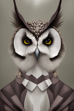 Portrait of a owl in a suit, generative AI
