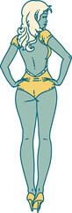 tattoo style icon of a pinup swimsuit girl