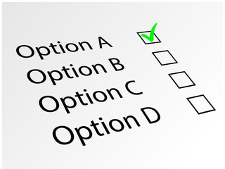 Options A, B, C, D vector survey with check boxes
