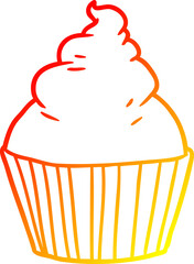 warm gradient line drawing cartoon cup cake