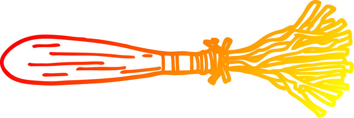 warm gradient line drawing cartoon magic broom sticks