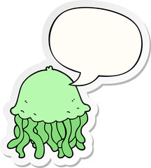 cartoon jellyfish and speech bubble sticker
