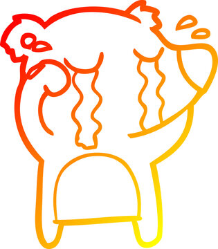 recommend clip art: warm gradient line drawing cartoon crying bear