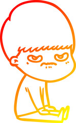 warm gradient line drawing cartoon boy