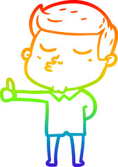 rainbow gradient line drawing cartoon model guy pouting