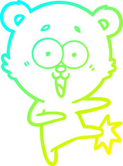 cold gradient line drawing laughing teddy  bear cartoon