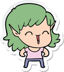 sticker of a cartoon elf girl