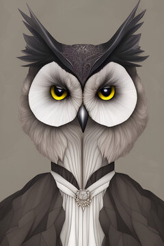 Portrait of judge owl in suit, generative ai
