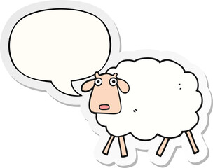 cartoon sheep and speech bubble sticker