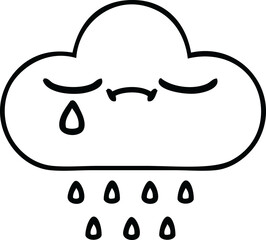 line drawing cartoon storm rain cloud