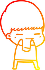 warm gradient line drawing cartoon smug boy