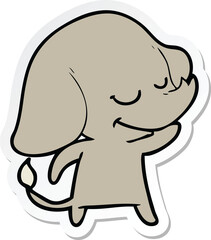 sticker of a cartoon smiling elephant