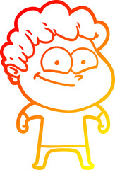 warm gradient line drawing cartoon happy man