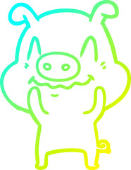cold gradient line drawing nervous cartoon pig