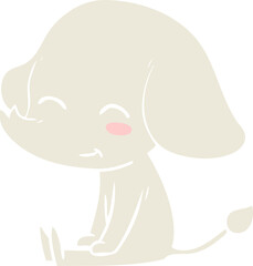 cute flat color style cartoon elephant sitting