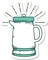 sticker of tattoo style coffee pot