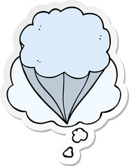cartoon cloud symbol and thought bubble as a printed sticker