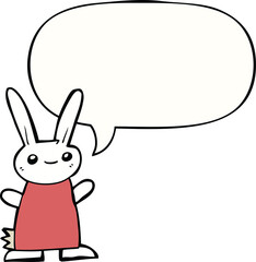 cute cartoon rabbit and speech bubble
