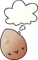 cartoon egg and thought bubble in smooth gradient style