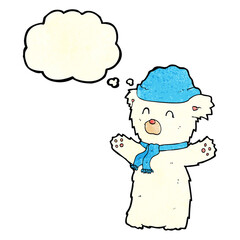 cartoon cute polar bear with thought bubble