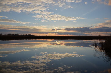 sunset over the lake