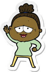 Obraz premium sticker of a cartoon happy old lady