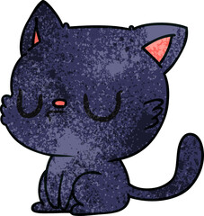 textured cartoon of cute kawaii cat