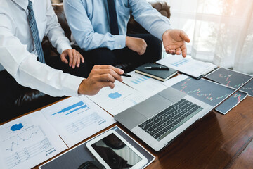 Business Team Investment Entrepreneur Trading discussing and analysis graph stock market trading,stock chart concept