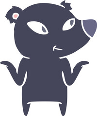 cute flat color style cartoon bear shrugging shoulders