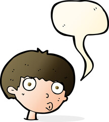 cartoon surprised boy with speech bubble