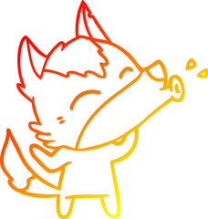 warm gradient line drawing howling wolf cartoon