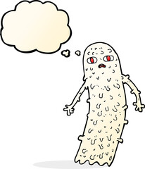 cartoon spooky ghost with thought bubble