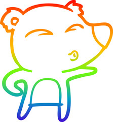 rainbow gradient line drawing cartoon explaining polar bear