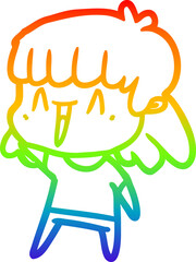 rainbow gradient line drawing cartoon woman