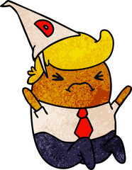 textured cartoon kawaii man in dunce hat