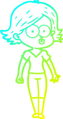 cold gradient line drawing cartoon girl pouting