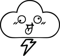 line drawing cartoon storm cloud
