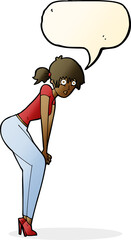 cartoon woman posing with speech bubble