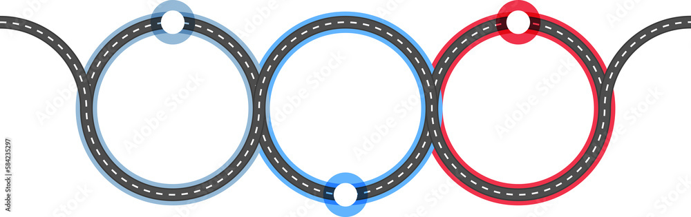 Poster road infographics template with three elements with place for your icons and text