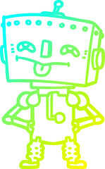 cold gradient line drawing cartoon robot