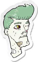 retro distressed sticker of a cartoon zombie
