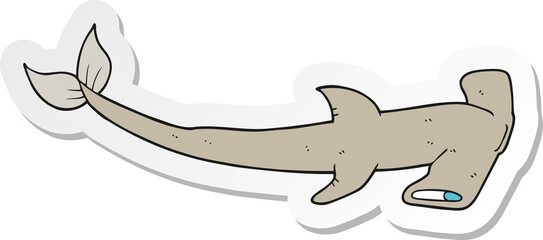 sticker of a cartoon hammerhead shark - obrazy, fototapety, plakaty