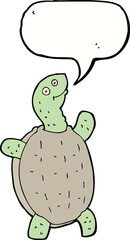 cartoon happy turtle with speech bubble