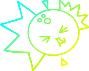 cold gradient line drawing cartoon bowling ball striking